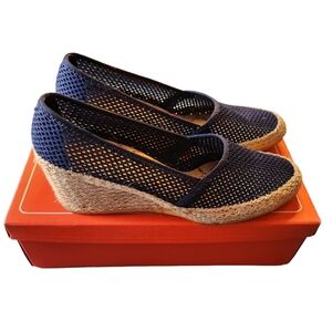 Vintage Browsabouts Navy Mesh Southport II Wedge Slip-On Heels Size 7.5M